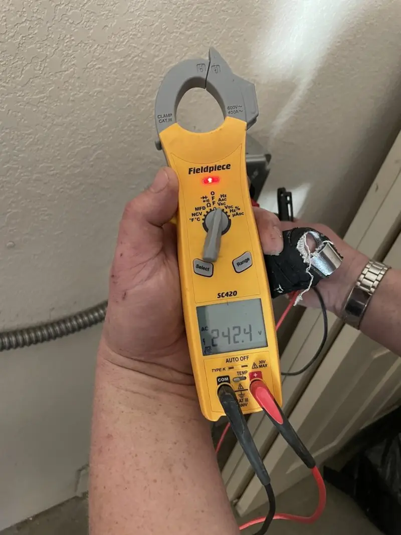Voltage testing with clamp meter during Hot Tub / Pool Electrical Wiring in Pineville
